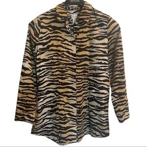 Chicos Tiger Button Down Shirt